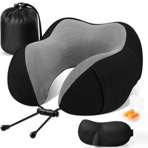 Cozy Memory Foam Travel Pillow - Black