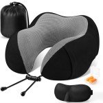 Cozy Memory Foam Travel Pillow - Black