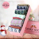 besky 5 Pairs Winter Wool Socks Women, Knit Thick Wool Soft Warm and Breathable Cozy Socks for Womens, Mountain Climbing, Skiing - Christmas Gifts
