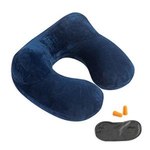 Travel Neck Pillow with Compact Carry Bag - Blue