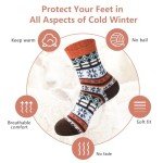 besky 5 Pairs Winter Wool Socks Women, Knit Thick Wool Soft Warm and Breathable Cozy Socks for Womens, Mountain Climbing, Skiing - Christmas Gifts