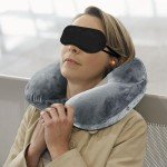 Cozy Inflatable Travel Pillow with Eye Mask & Earplugs