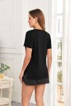 Tshirts Shirts for Women Short Sleeve Tunic Black Work Blouse Summer Clothes for Womens 2024 Basics Womens Clothing (Black Medium)