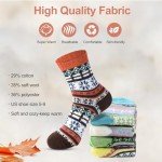 besky 5 Pairs Winter Wool Socks Women, Knit Thick Wool Soft Warm and Breathable Cozy Socks for Womens, Mountain Climbing, Skiing - Christmas Gifts