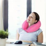 Adjustable Memory Foam Travel Neck Pillow - Rose Red