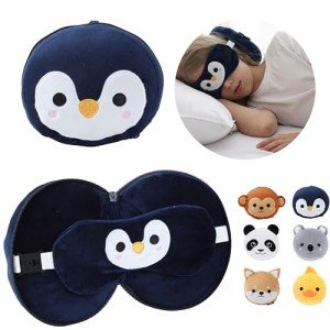 Penguin Travel Pillow Set with Eye Mask