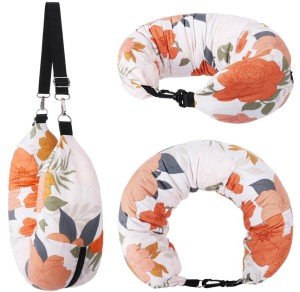 Stuffable Travel Pillow Cover with Snap Strap