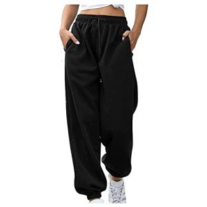 Generic Womens Fall Clothes Clearance Under 15 Sales and Deals Today Women's Sweatpants Clothes Womens Winter White Sweats Orange Scrub Pants for Woman Fall Fashion for Women 2024, Medium, A02_black
