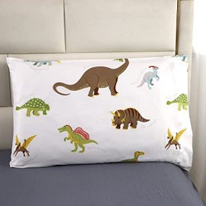 White Dinosaur Toddler Pillowcases - 2 Pack
