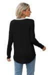 Besshopie Black Shirts for Women Crew Neck Casual Workout Tops Soft Fall Fashion Outfits Winter Clothes 2024 Black M