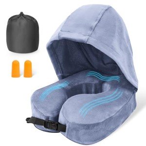 Cozy Neck Pillow with Hood & Earplugs