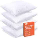 Set of 4 Soft Zipper Pillow Protectors