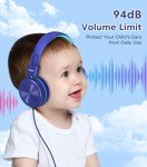 Cowyawn Kids Headphones, Toddler Headphones with Safe Volume Limiter 94 dB, Wired School Headphones for Kid with Adjustable and Flexible Design for Boys/Girls/Children/Teens/iPad/Computer (Blue)