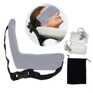 Travel Neck Pillow with Headrest Strap - Compact