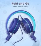 Cowyawn Kids Headphones, Toddler Headphones with Safe Volume Limiter 94 dB, Wired School Headphones for Kid with Adjustable and Flexible Design for Boys/Girls/Children/Teens/iPad/Computer (Blue)