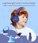 Cowyawn Kids Headphones, Toddler Headphones with Safe Volume Limiter 94 dB, Wired School Headphones for Kid with Adjustable and Flexible Design for Boys/Girls/Children/Teens/iPad/Computer (Blue)