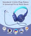 Cowyawn Kids Headphones, Toddler Headphones with Safe Volume Limiter 94 dB, Wired School Headphones for Kid with Adjustable and Flexible Design for Boys/Girls/Children/Teens/iPad/Computer (Blue)