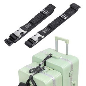 Adjustable Luggage Straps with Metal Buckle - Black