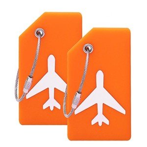 Set of 2 Orange Silicone Luggage Tags