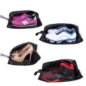 4 Pack Waterproof Travel Shoe Bags – Black