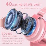 Mokata Headphone Kids Volume Limited 85/96dB Wired Over-Ear/On-Earr Foldable Headset with Inline Cable Aux 3.5mm Cord Mic for Boy Girl Child School PC Notebook Tablet Pink