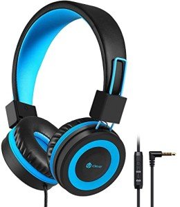 iClever Kids Headphones with Cord, 85/94dB Safe Volume Tech, Bending Resistance Durable, Foldable, Stereo Sound 3.5mm Jack Wired Headphones for Kids Boys Girls Tablet/Travel/School, HS14