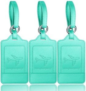 3 Pack PU Leather Luggage Tags - Travel Essentials