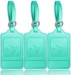 3 Pack PU Leather Luggage Tags - Travel Essentials