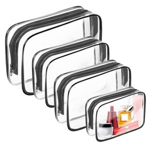 4 Pack Clear Toiletry Bags for Travel