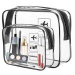 2 Pack Clear Travel Toiletry Bags for Women