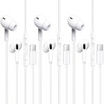 Cianyyee USB C Headphones Pack of 3 [MFi Certified] Type C Wired Earbuds, in-Ear Headphones with Microphone Noise Canceling Stereo, Earphones Compatible with iPhone 16/15 S23/Android/iPad Pro