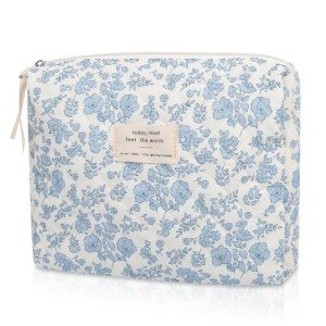 Cute Blue Floral Makeup Bag Under $10