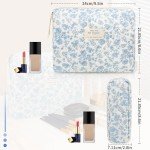 Cute Blue Floral Makeup Bag Under $10