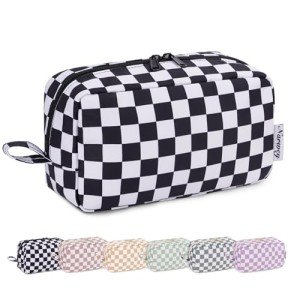 Checkered Makeup Bag for Travel & Organization