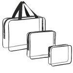 3 Pack Clear Travel Bags for Toiletries & Makeup