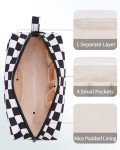 Checkered Makeup Bag for Travel & Organization