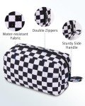 Checkered Makeup Bag for Travel & Organization
