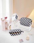 Checkered Makeup Bag for Travel & Organization