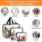 3 Pack Clear Travel Bags for Toiletries & Makeup