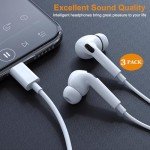 Cianyyee USB C Headphones Pack of 3 [MFi Certified] Type C Wired Earbuds, in-Ear Headphones with Microphone Noise Canceling Stereo, Earphones Compatible with iPhone 16/15 S23/Android/iPad Pro