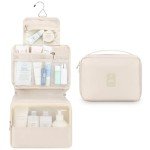 Mossio Portable Toiletry Bag with Hook - Beige
