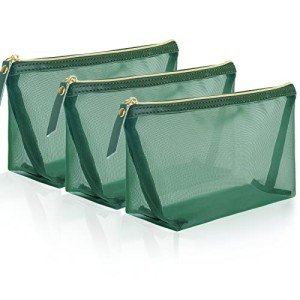3-Pack Travel Makeup Mesh Bags with Zippers