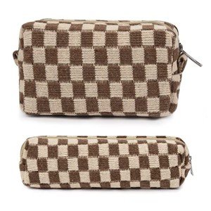 Checkered Makeup Bag & Brush Organizer Under $10