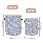 Large Waterproof Makeup Bag in Blue Leaf