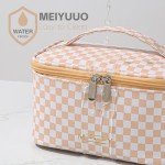 Colorful Checkered Travel Makeup Bag - Small & Waterproof