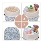 Large Waterproof Makeup Bag in Blue Leaf