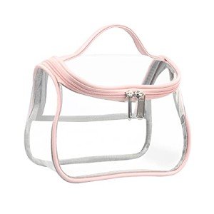 Clear Travel Makeup Bag - Waterproof Organizer (Pink)