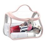 Clear Travel Makeup Bag - Waterproof Organizer (Pink)