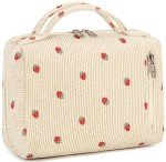 Strawberry Corduroy Cosmetic Bag for Travel