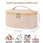 Colorful Checkered Travel Makeup Bag - Small & Waterproof